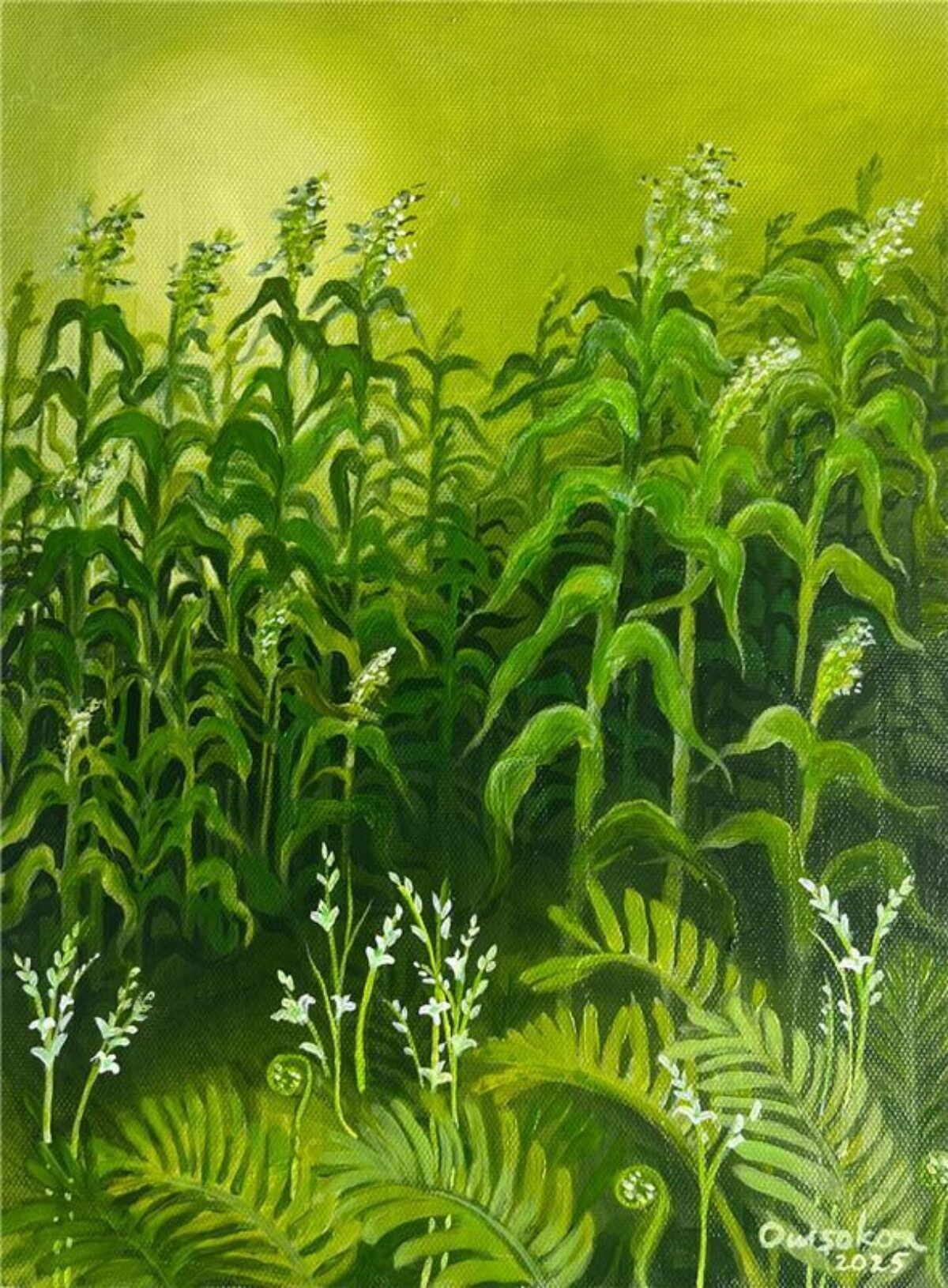 Painting title "Green Corn" by Owisokon Lahache
