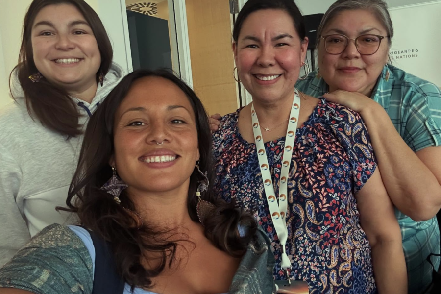 Kimberly Cross (far left) and Brooke Rice (second from left) with two of their classmates at the Women and Leadership Program, offered by HEC and the FNEE