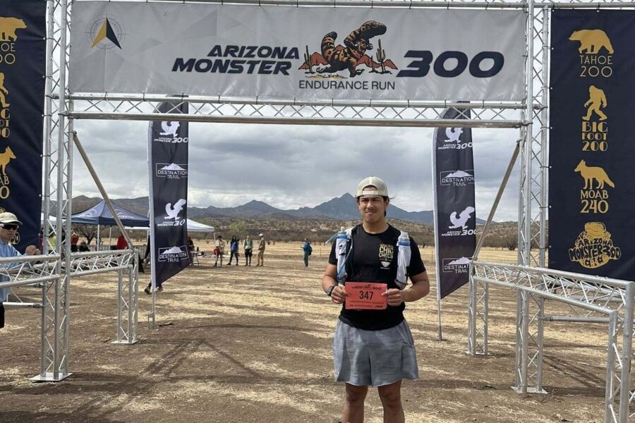 Tehorakwaneken Goodleaf at the starting line of the Arizona Monster 300-mile ultramarathon