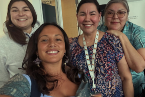 Kimberly Cross (far left) and Brooke Rice (second from left) with two of their classmates at the Women and Leadership Program, offered by HEC and the FNEE