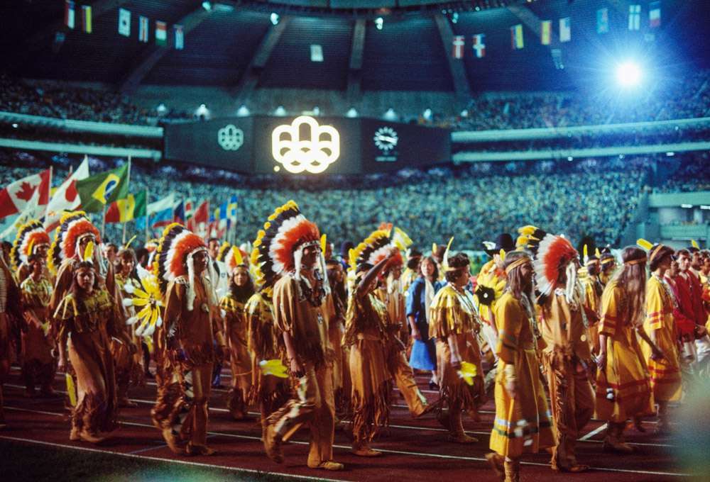 Montreal 1976 OG, Closing Ceremony - Parade of Amerindians (Native Americans).