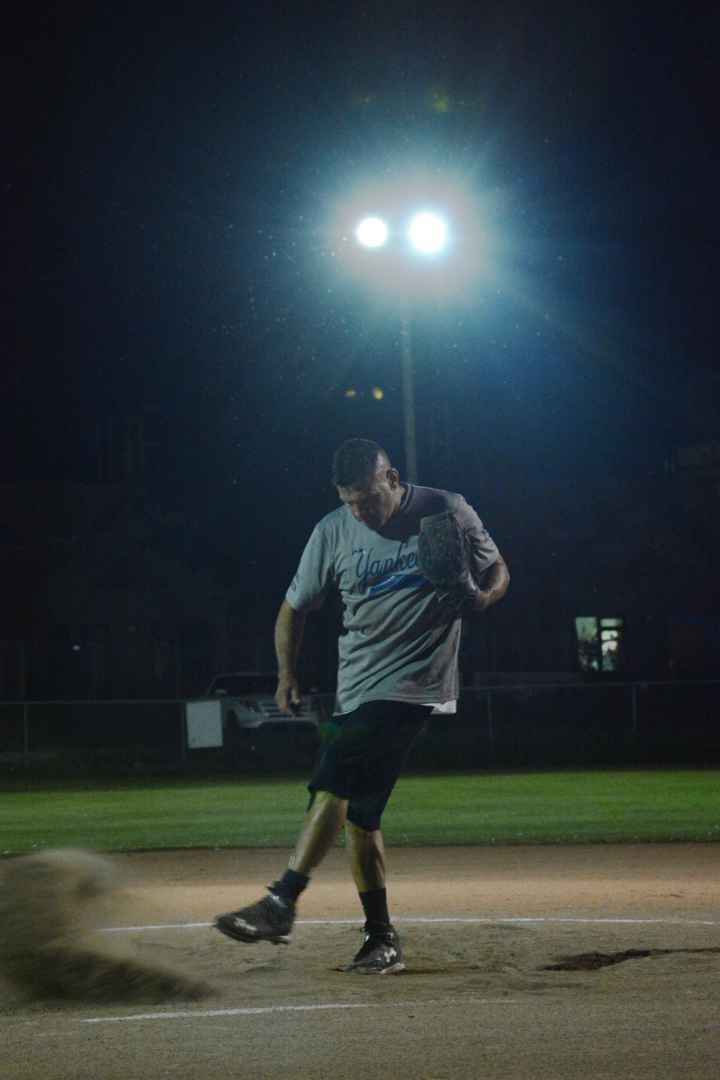 Ryan Deer fought rain and a power-hitting lineup to drag his team into its first ever KMSL final. He saved his best for last and struck out Paul’s Cable captain Carl Horn in the bottom of the seventh inning in the rain. (Daniel J. Rowe, The Eastern Door)