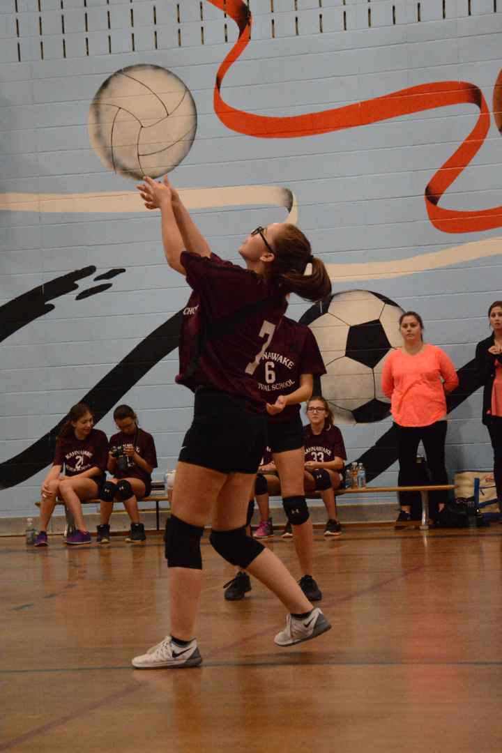 Aislin Marquis showed a marked improvement over the season, as the graduating Survival student played for her school for the first time on the volleyball team. (Daniel J. Rowe, The Eastern Door)